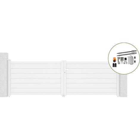 Portail battant 3,5m EIGER H.115cm alu blanc + motorisation TANKER B250 (1/5)