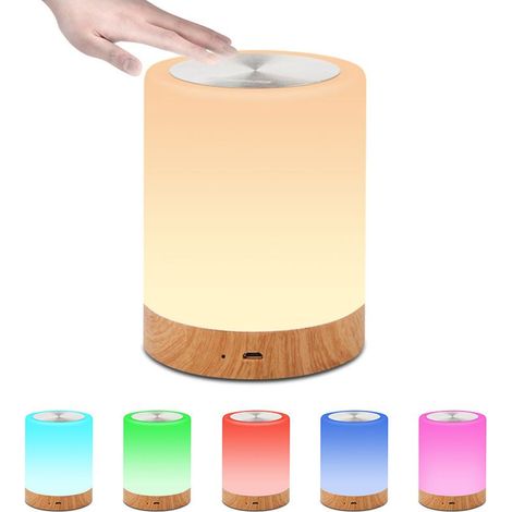 LED-Nachtlicht, Nachttischlampe mit Touch-Steuerung und USB-Aufladung, dimmbare Tischleuchte mit 6 RGB-Farben für Schlaf- und Wohnzimmer – Warmweiß (1/5)