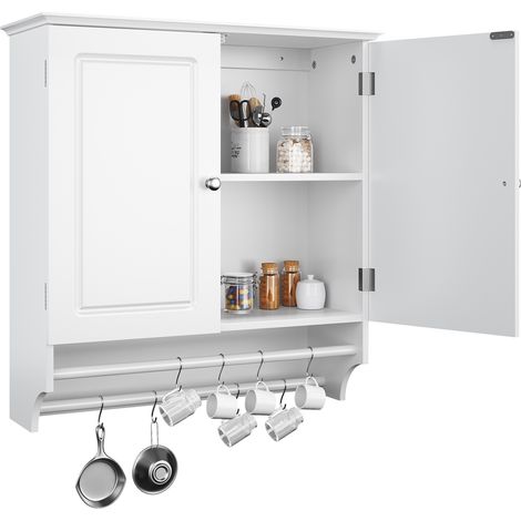 Yaheetech Mobile da Bagno Sospeso da Parete Armadietto Pensile a 2 Ripiani Armadio da Lavabo con 2 Anta in Lengno Moderno