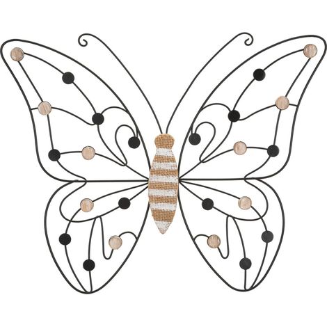 Pannello decorativo da parete in ferro marrone, 39,5x1,5x33,5 cm – Butterfly (1/5)
