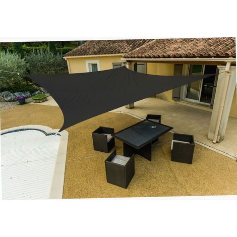 Voile d'ombrage grise en polyester rectangulaire 3 x 4 m (1/3)