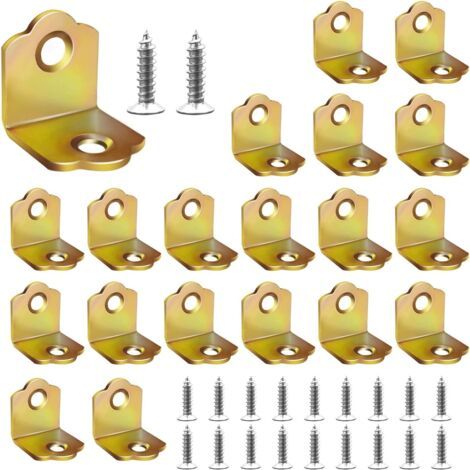 BUNTHAUS (18mm x 19.5mm)20 Pièces Equerres Metal, Équerre de Fixation 90 Degrés, Petite Équerre D'assemblage pour Réparer ou Renforcer des Meubles en Bois (1/5)