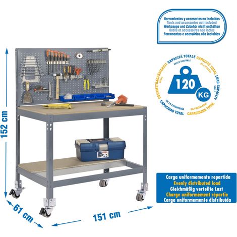 Simonrack Mobiles BT2 Werkbank grau robust und mobil