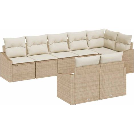Maison Exclusive - Set Divano da Giardino 8 pcs Beige e Bianco polyrattan