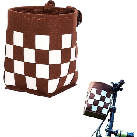 Cestino per bicicletta per bambini - Cestino per ruota anteriore - Cestino piccolo per bicicletta - Accessorio per bicicletta - Regolabile - 10L - Cestino intrecciato rimovibile - S