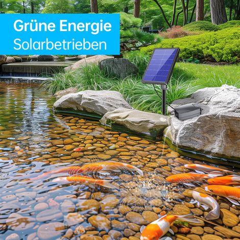 Pompe à Oxygène Solaire pour Bassin Aérateur de Bassin de Jardin Extérieur avec Batterie Rechargeable et 2 Pierres d'Air Diffuseur d'Oxygène Solaire pour Étang à Poissons Aquarium Fontaine