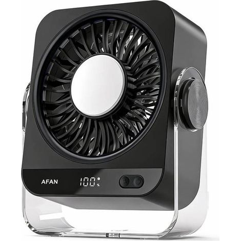 USB-Tischventilator für Schlafzimmer, 199 Geschwindigkeitsstufen mit Turbo-Luftstrom, tragbarer Ventilator mit Eiskühlung, leiser Tischventilator mit Digitalanzeige, um 270° drehbar, kleiner, wiederau (1/5)