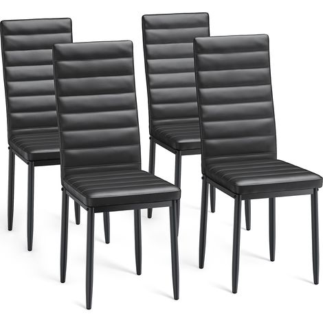 Bealife Set di 4 Sedie da Pranzo Moderne con Rivestimento in Pelle PU, Struttura Metallo e Piedini con Gomma Antiscivolo - Nero per Interni