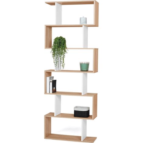 Libreria a S SOFIA in legno ed effetto bianco 189 cm