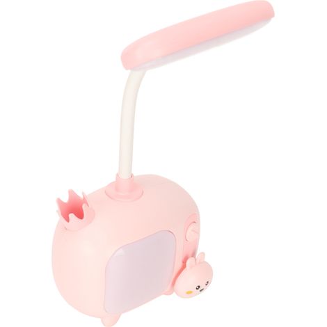 Lampe de lecture pour enfants, style TV, col de cygne flexible, rechargeable par USB, LED douce, rose