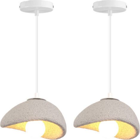 2X Lustre Personnalisé Créatif D'Intérieur 20CM Plafonnier Rétro E27 Suspension Lustre Moderne Gris (1/5)