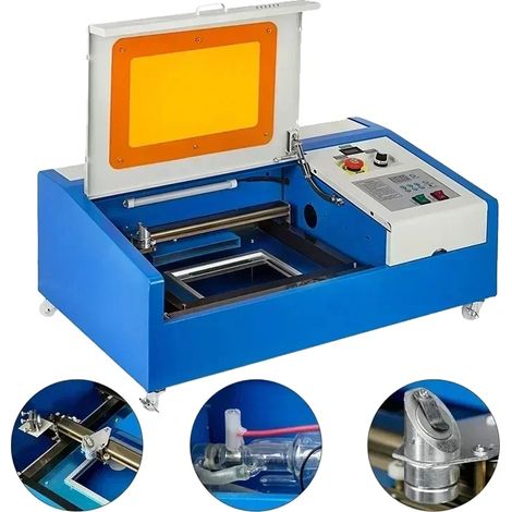 Máquina de grabado láser, 40 W, área de grabado de 300 x 200 mm, interfaz USB, motor paso a paso, refrigeración por agua. (1/5)