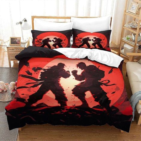Parure de lit 3D anime pour enfants, imprimé Wushu Karaté, housse de couette et taies d'oreiller pour adolescents et adultes (1/4)