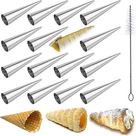 16 Sahnerollenformen aus Edelstahl, kegelförmige Croissantformen für Cannoli, für Eiscreme -