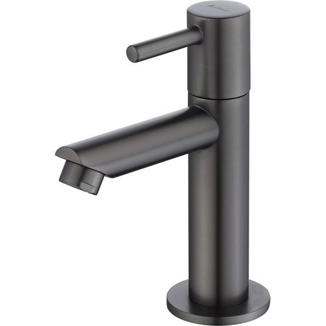 AGE Robinet Eau Froide Gris Robinet Salle de Bain Noir pour Lave-Mains Robinetterie Corp en Laiton pour Lavabo Design Moderne (1/4)