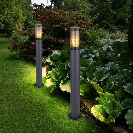 Lampada da terra illuminazione per esterni lampada a stelo fumo antracite lampada da terra per esterni da giardino, acciaio inossidabile plastica, 1x E27, PxH 7,6x80 cm, set di 2