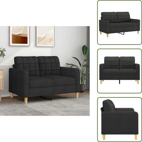 The Living Store 2-Sitzer-Sofa Schwarz 120 cm Stoff - 2-Sitzer Sofa - Schwarzes Sofa - Wohnzimmersofa - Modernes Sofa - Gemütliches Sofa (1/5)