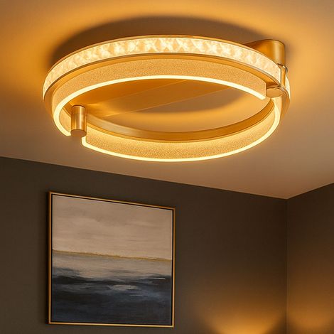 Deckenleuchte Deckenlampe Kristalllampe dimmbar Fernbedienung gold LED D 40 cm