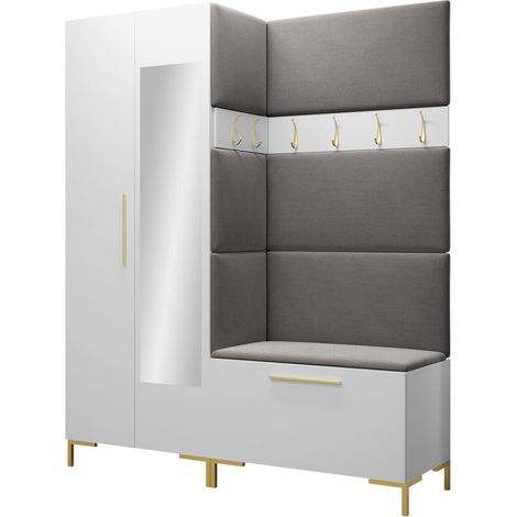 Meuble d'entrée Nomal IX, Manila 16, 196x158x46cm, Disponible, Stratifié, Tissu, Murale, À poser
