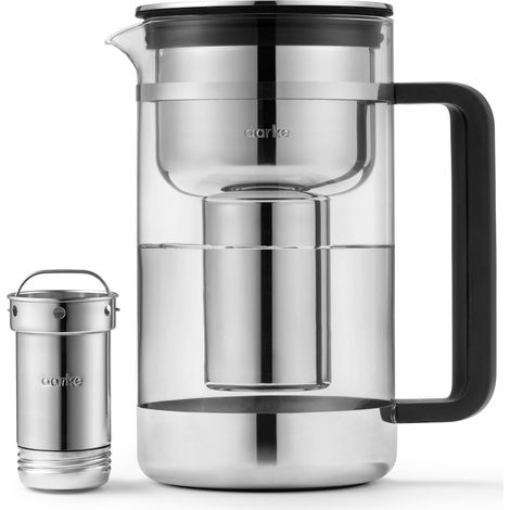 carafe filtrante en verre et acier inoxydable, 1,7 L / 7 tasses, avec un sac de recharge de filtre (1/5)