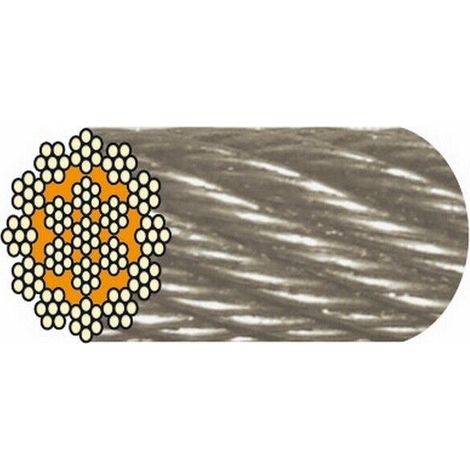 100 meter spool of anti-twist steel cable with 19 strands of 7 Ø1mm cables