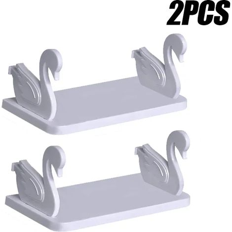 (Gris - Lot de 2) Étagère murale cygne sans perçage, rangement pour salle de bain, organisateur de cuisine, étagère murale multifonctionnelle pour la décoration intérieure (1/5)
