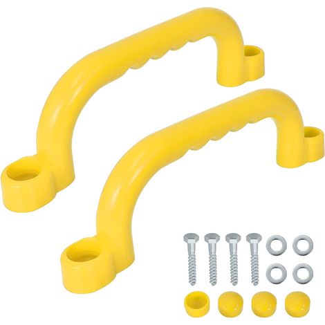 Poignées De Maison De Jeu 2 Pièces Poignée Aire De Jeux, Poignées De Sécurité en Plastique Antidérapant, Safety Handles, pour Aire De Jeux, Cabane dans Les Arbres, Cadre d'escalade (Jaune) (1/4)