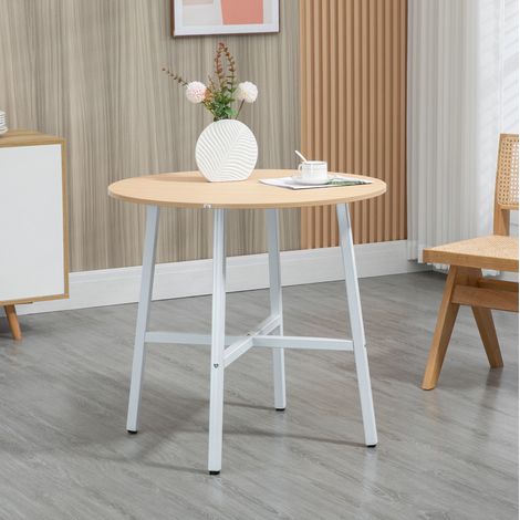 Mesa de comedor 80x80x76 cm natural en madera contrachapada y metal con estilo industrial (1/5)