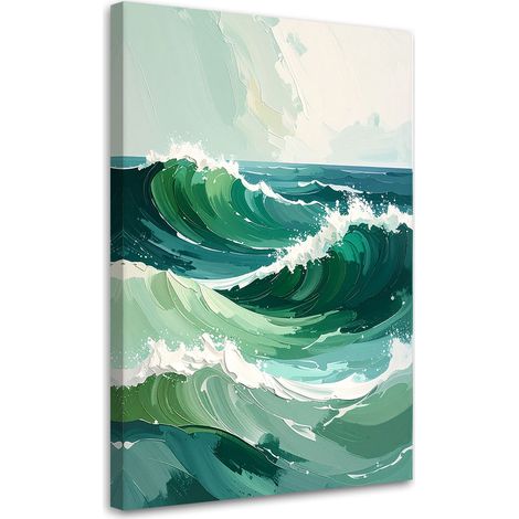 Tableau déco Vagues de mer Paysage pastel vert mer 60x90 (1/4)