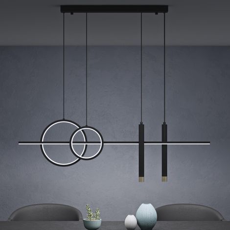 Mai & Mai LED Pendelleuchte 100 cm schwarz, dimmbare Esstischlampe mit Fernbedienung & App, 3000-6000K CCT, 30W, höhenverstellbar Hängelampe für Esszimmer Wohnzimmer Büro, Alivetta2256