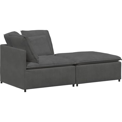 Modulares Sofa mit Fußhocker Kissen Cordstoff Dunkelgrau vidaXL (1/5)