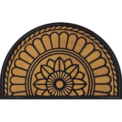 Tigrezy Tapis de Porte Demi-Rond, Tapis de Protection avec Chemin d'accès antidérapant, Paillasson Robuste pour extérieur, à Profil Bas et Facile à Nettoyer, 60 x 90 cm, Jaune (1/5)