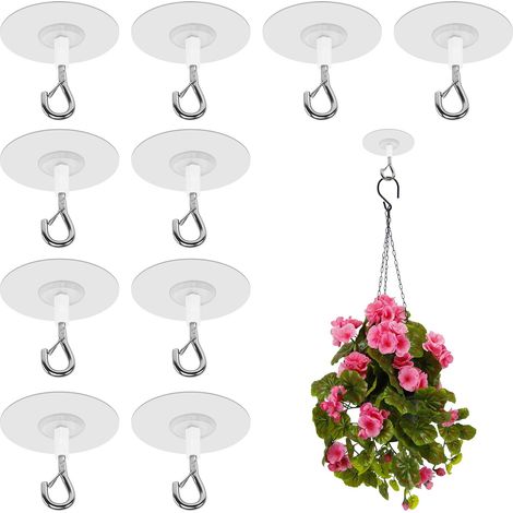 Lot de 10 Crochets de Plafond Autocollants Sans Perçage, Crochets de Plafond Lourds en Acier Inoxydable, Transparent Crochets (1/5)