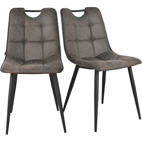 Lot 2 chaises en tissu gris anthracite poignée et pieds noirs - MUSE 2 (1/5)