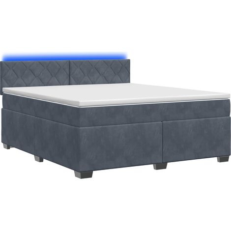 Lit de box spring avec matelas et LED Gris foncé 160 x 200 cm vidaXL