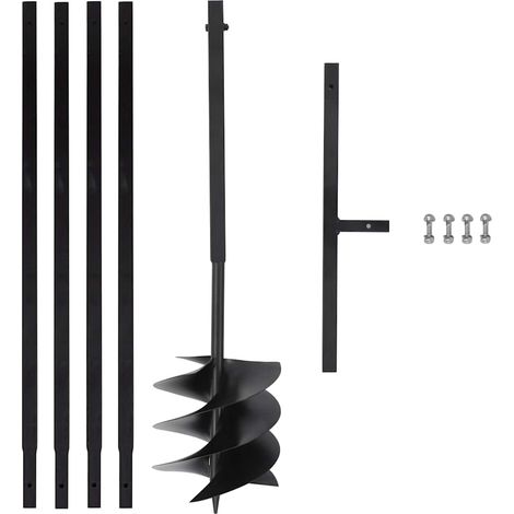 vidaXL Taladro de tierra con mango 250 mm tubo de extensión 4 m acero (1/5)