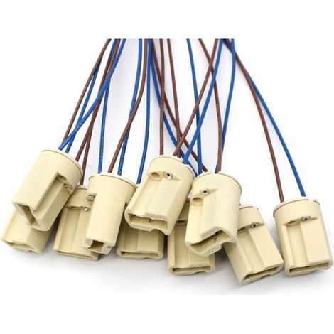 10 Pièces G9 Support de Lampe, G9 Douille de Base en Céramique avec Fil de 150 mm Téflon pour Ampoules Halogènes LED G9 à la Maison (1/3)