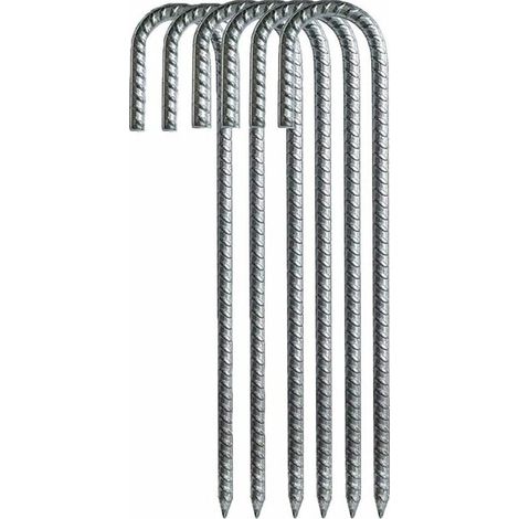 Ahlsen Erdspieß, robuster J-Haken aus verzinktem Stahl für Campingzelt, Trampolin, Unterstand, Schaukel (12, 6er-Pack) (1/5)