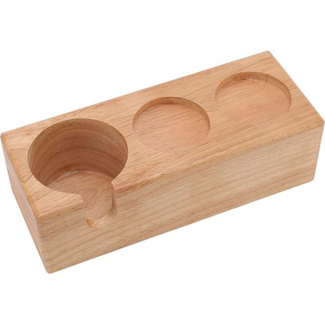 Kaffeetamperhalter aus Holz, 3-Loch, rutschfest, Kaffeetamperstation für Cafés, Zuhause und Restaurants, Holzfarbe (1/5)