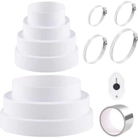 Droites Réducteur de Conduits Ø 80 100 110 120 130 150mm en ABS Avec colliers en acier inoxydable et ruban adhésif en aluminium Adaptateur Universel pour Tuyau de Ventilation Connecteur de Réduction (1/5)