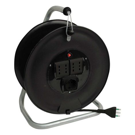 Rallonge d'enrouleur de câble électrique mt.25 câble 3x1,5 - 4 prises de dérivation + schuko avec support - Salon