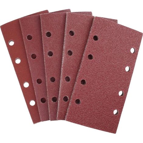 Feuilles Abrasives 25 Pièces pour Ponceuse Orbitales 93 x 185 mm, 8 Trous, Papier Abrasif Rectangulaire de Grain 40/60/80/120/240 en Oxyde d'Aluminium, Idéale pour Poncer/Polir (1/5)