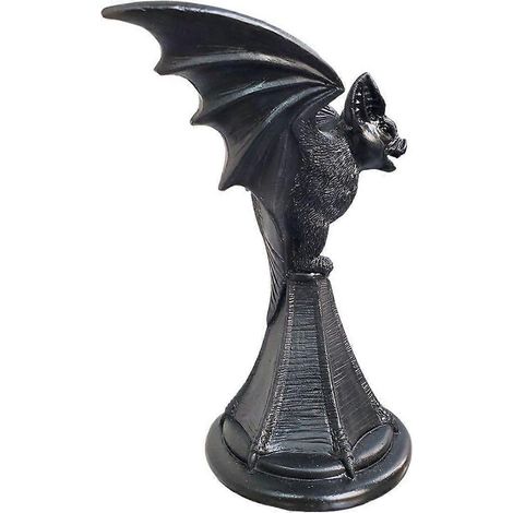 gotischer Fledermaus-Kerzenhalter, gotische Figur aus schwarzem Kunstharz