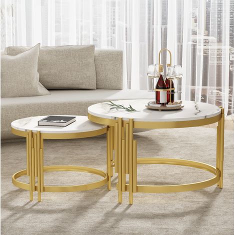 tavolo soggiorno 71cm rotondo impilabile marmo metallo OKMYHOME (1/5)