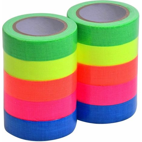 Ruban Fluorescent UV - Tissu Coton Adhésif Réactif aux Lampes Noires - 5 Couleurs - 10 Rouleaux (1/5)