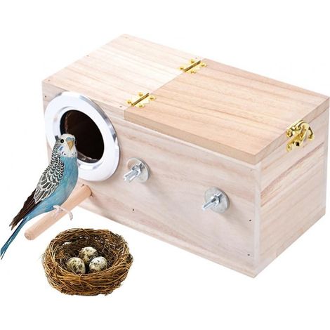 Cage en bois pour animaux de compagnie, nichoir, cage à oiseaux, volière, nid, abri pour perruches, cabane, perroquet