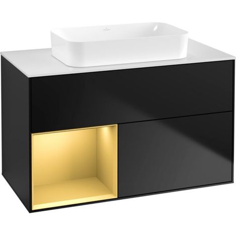 V&B Waschtischunterschrank Finion 100x60,3 cm, Reg li gol m, bla m lacquer (1/2)