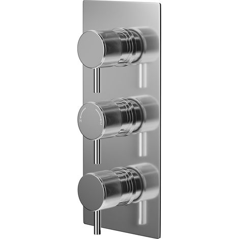 Circo Polished Chrome Concealed Triple Thermostatic Shower Valve with Diverter and Fully Knurled Control Handles - 3 Outlet (1/5)