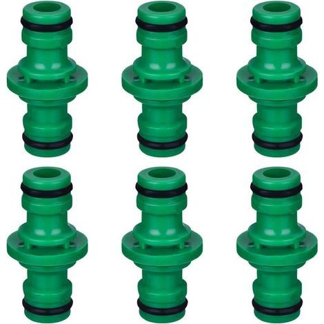 6 Pièces Double Connecteur de Tuyaux Mâles Raccords de Tuyaux pour Rejoignez Le Tube de Tuyaux de Jardin (Vert) (1/4)