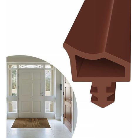 Joint de Porte et de Fenêtre, Joint d'Étanchéité en Caoutchouc Anti-Étirement, pour Maison, Porte de Garage, Brun, 5m